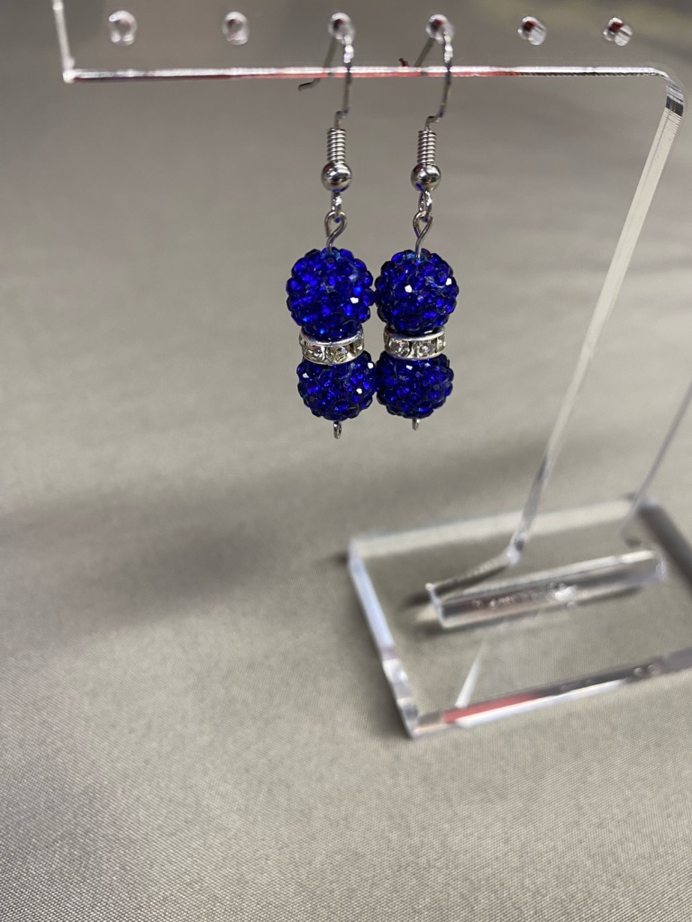HANDMADE Blue Crystal Ball Drop Earrings